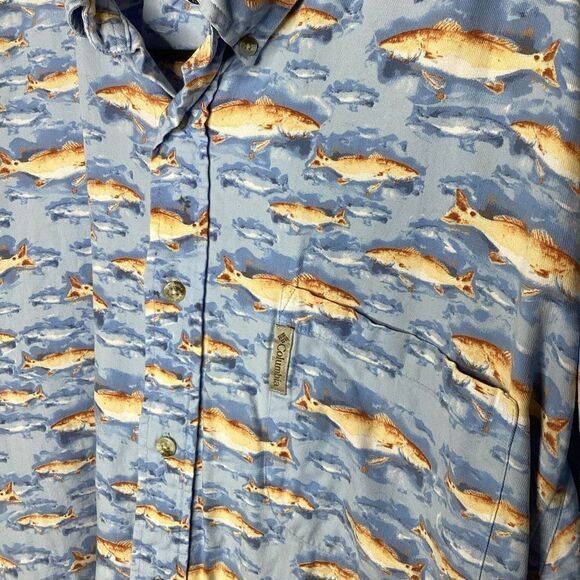 Mens Columbia  Short Sleeved Button Front Fish Shirt‎ XL - Picture 2 of 7